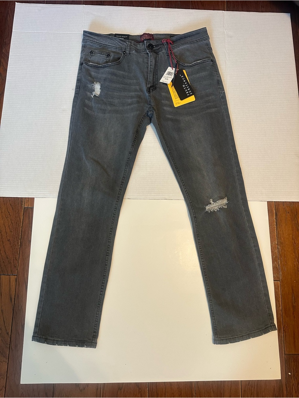 Truth Substance Men’s Gray Distressed Skinny Jeans 30x30 NWT Stretch